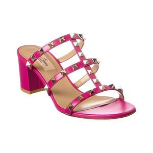Valentino Rockstud Caged 60 Leather Sandal, Pink